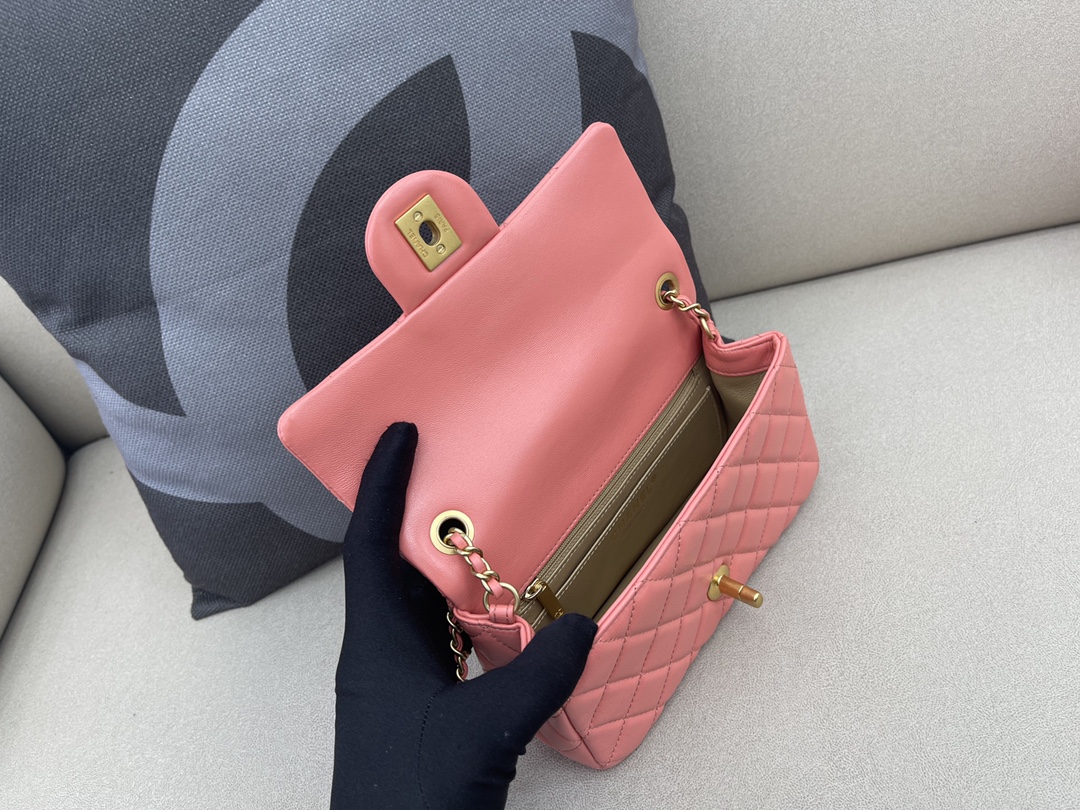 Small Classic Flap Lambskin Bag AS1787 Pink